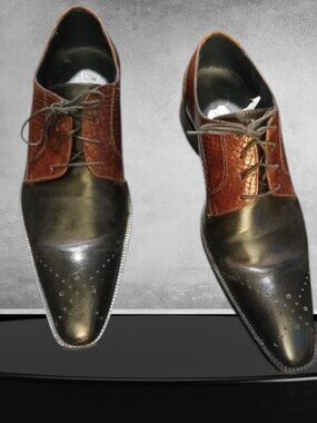 Duca Brown and Black Leather Shoes - Made in Italy